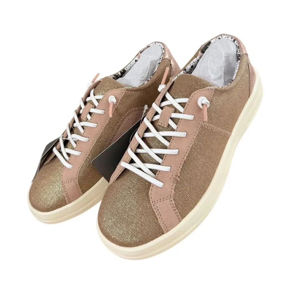 NWT HEYDUDE Women's Karina Shimmer Casual Slip-Ons Color: Rose Gold Size 7